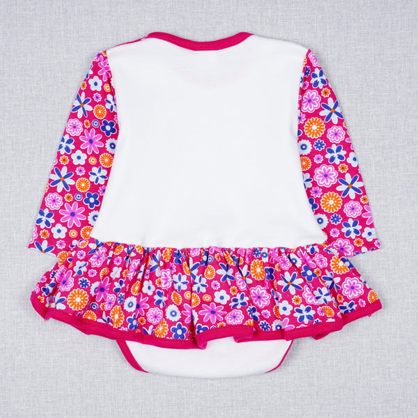 Baby Girls' Pink 'Flower' Long Sleeve Bodysuit/Dress (0-18m) - Clothes4Kids