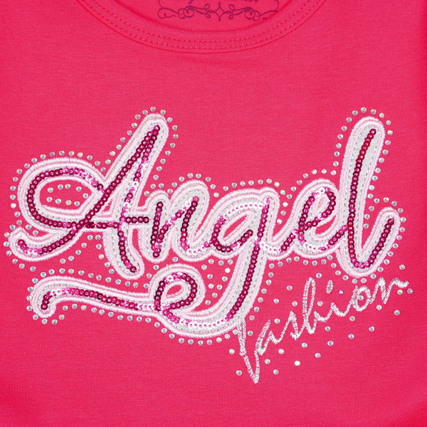 Girls' Sequin Angel Long Sleeve Tulle Dress Pink/Navy Blue (3-9y) - Clothes4Kids