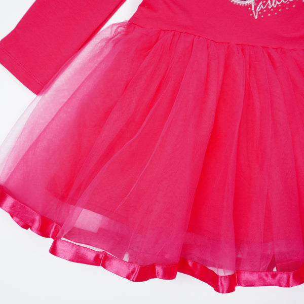 Girls' Sequin Angel Long Sleeve Tulle Dress Pink/Navy Blue (3-9y) - Clothes4Kids