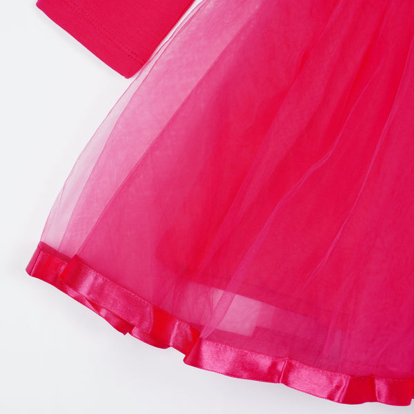 Girls' Sequin Angel Long Sleeve Tulle Dress Pink/Navy Blue (3-9y) - Clothes4Kids