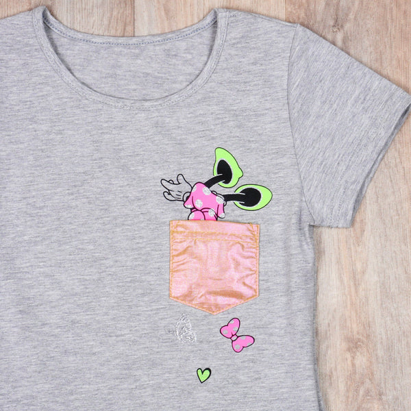 Girls' Pocket Minnie Mouse' Grey T-Shirt (7-16y) - Clothes4Kids