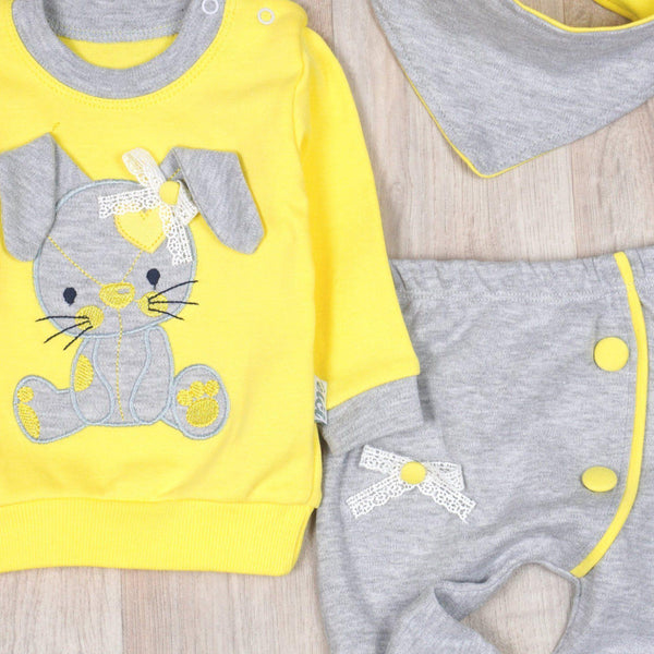 Baby Girl 'Bunny' Grow with Me' Style Yellow/Grey Set (0-9m) - Clothes4Kids