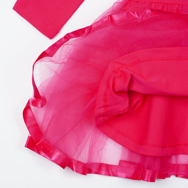 Girls' Sequin Angel Long Sleeve Tulle Dress Pink/Navy Blue (3-9y) - Clothes4Kids