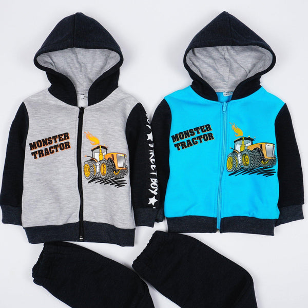 Boys' Monster Tractor Printed Winter Warm Tracksuit (6m-5y) - Clothes4Kids