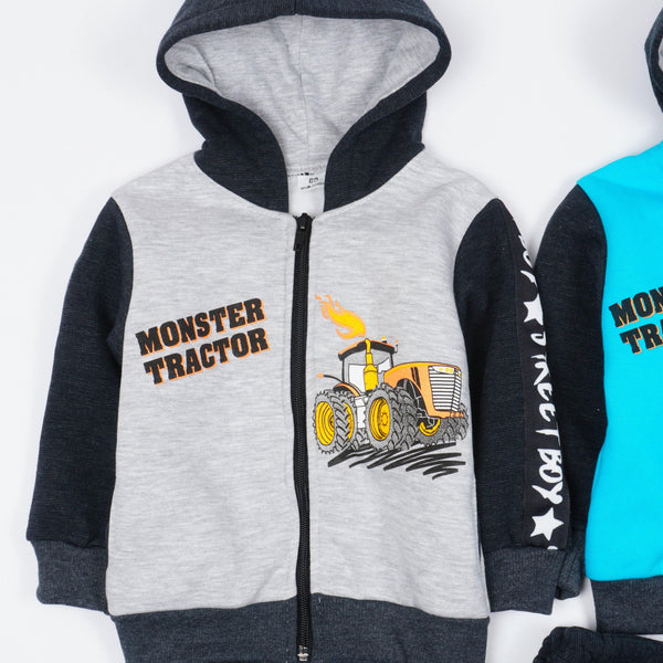 Boys' Monster Tractor Printed Winter Warm Tracksuit (6m-5y) - Clothes4Kids