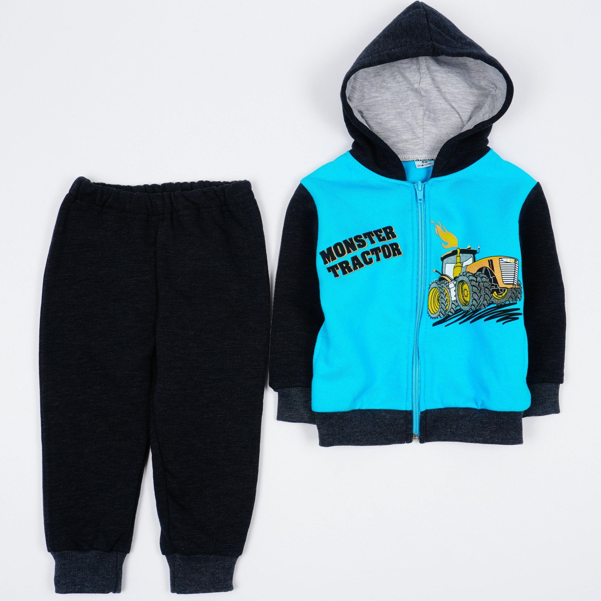 Boys' Monster Tractor Printed Winter Warm Tracksuit (6m-5y) - Clothes4Kids