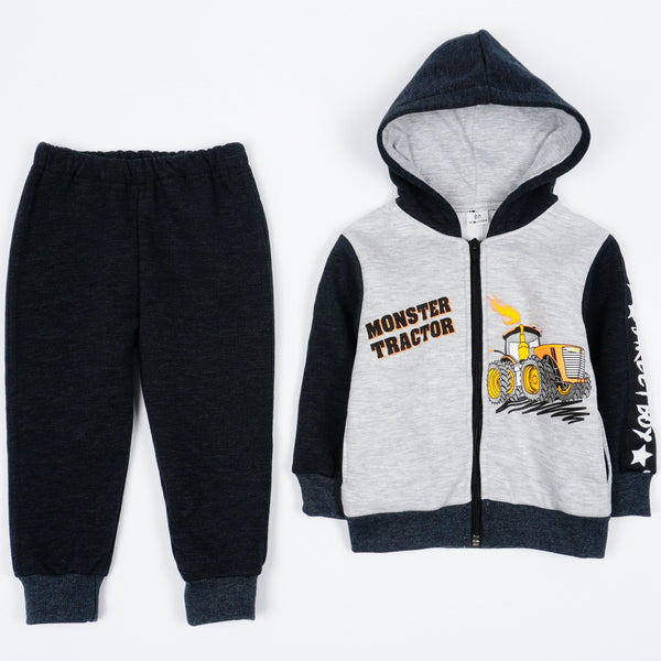 Boys' Monster Tractor Printed Winter Warm Tracksuit (6m-5y) - Clothes4Kids