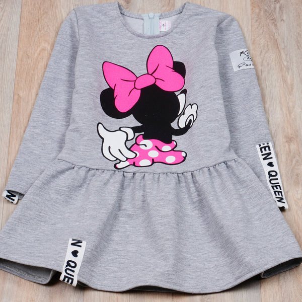 Girls' Long Sleeve Grey Dress (2-8y)