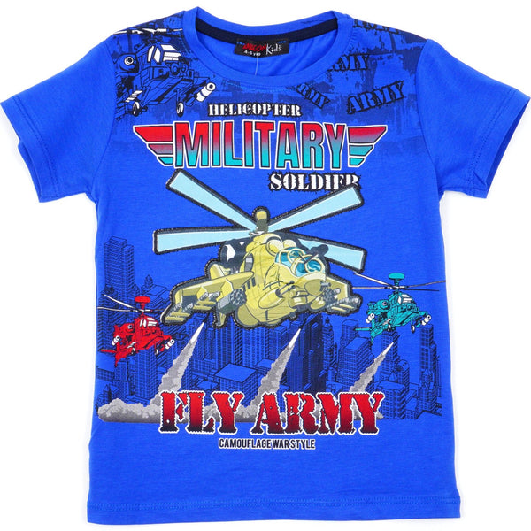 Boys' Military Helicopter Printed T-Shirt with light (4-8y) - Clothes4Kids
