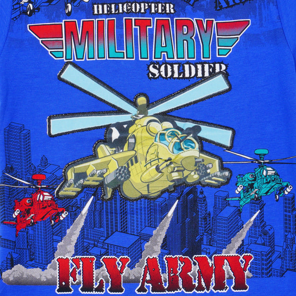 Boys' Military Helicopter Printed T-Shirt with light (4-8y) - Clothes4Kids