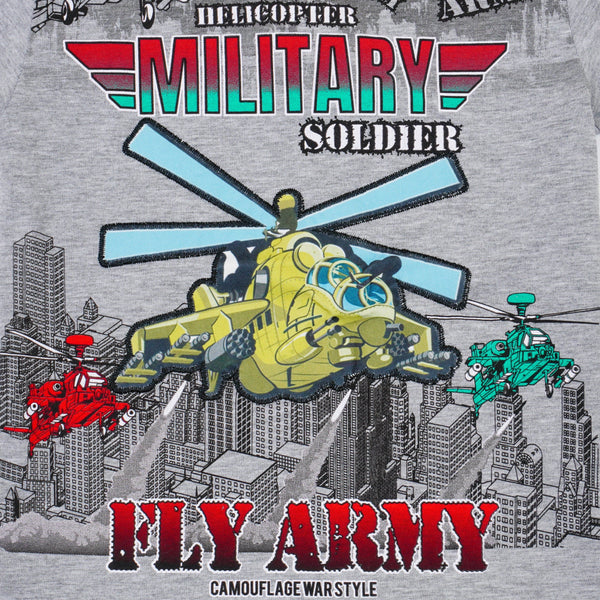 Boys' Military Helicopter Printed T-Shirt with light (4-8y) - Clothes4Kids