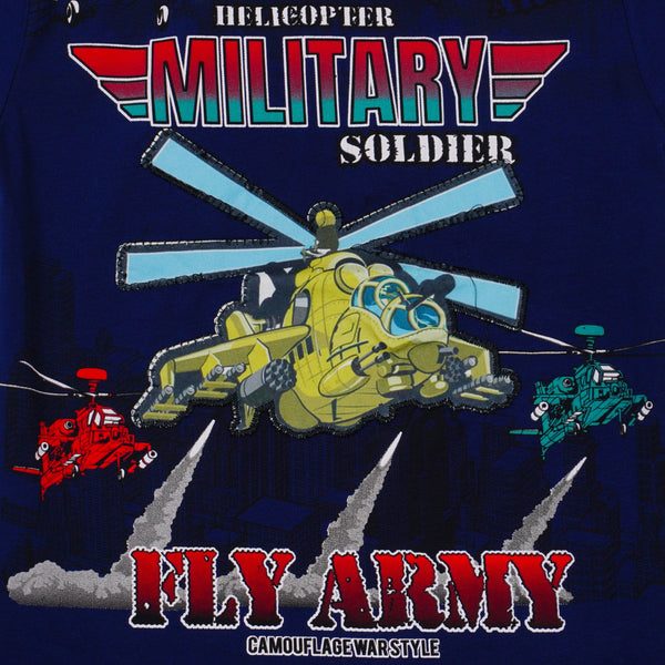 Boys' Military Helicopter Printed T-Shirt with light (4-8y) - Clothes4Kids