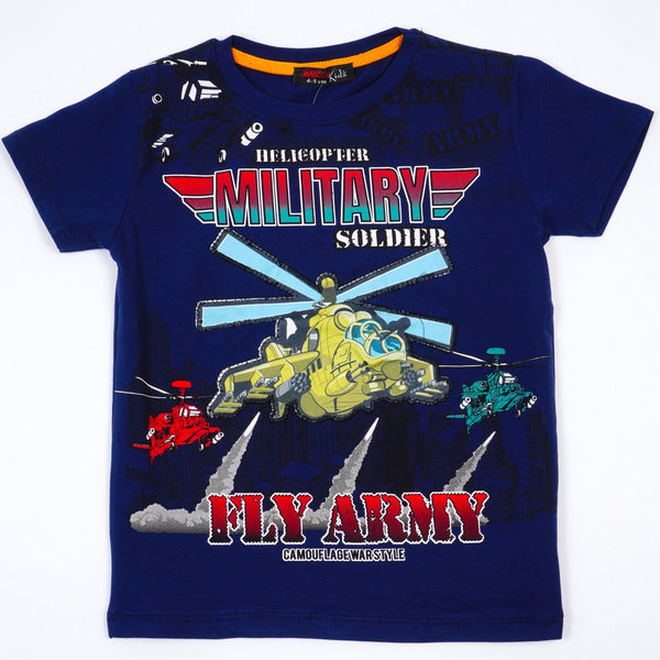 Boys' Military Helicopter Printed T-Shirt with light (4-8y) - Clothes4Kids