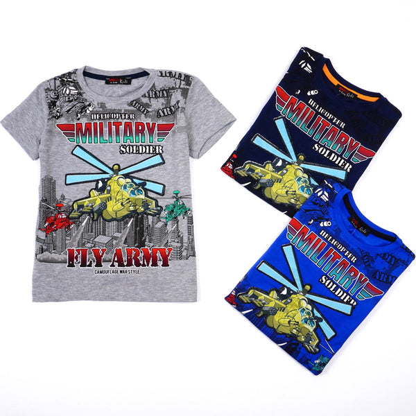 Boys' Military Helicopter Printed T-Shirt with light (4-8y) - Clothes4Kids