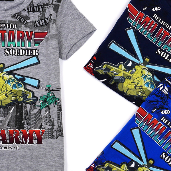 Boys' Military Helicopter Printed T-Shirt with light (4-8y) - Clothes4Kids