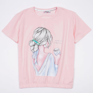 Girls' Peaceful Mind' Printed Light Peach Top (12-16y) - Clothes4Kids