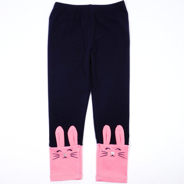 Girls' Bunny ' Grey/Navy Blue Leggings (2-7y) - Clothes4Kids