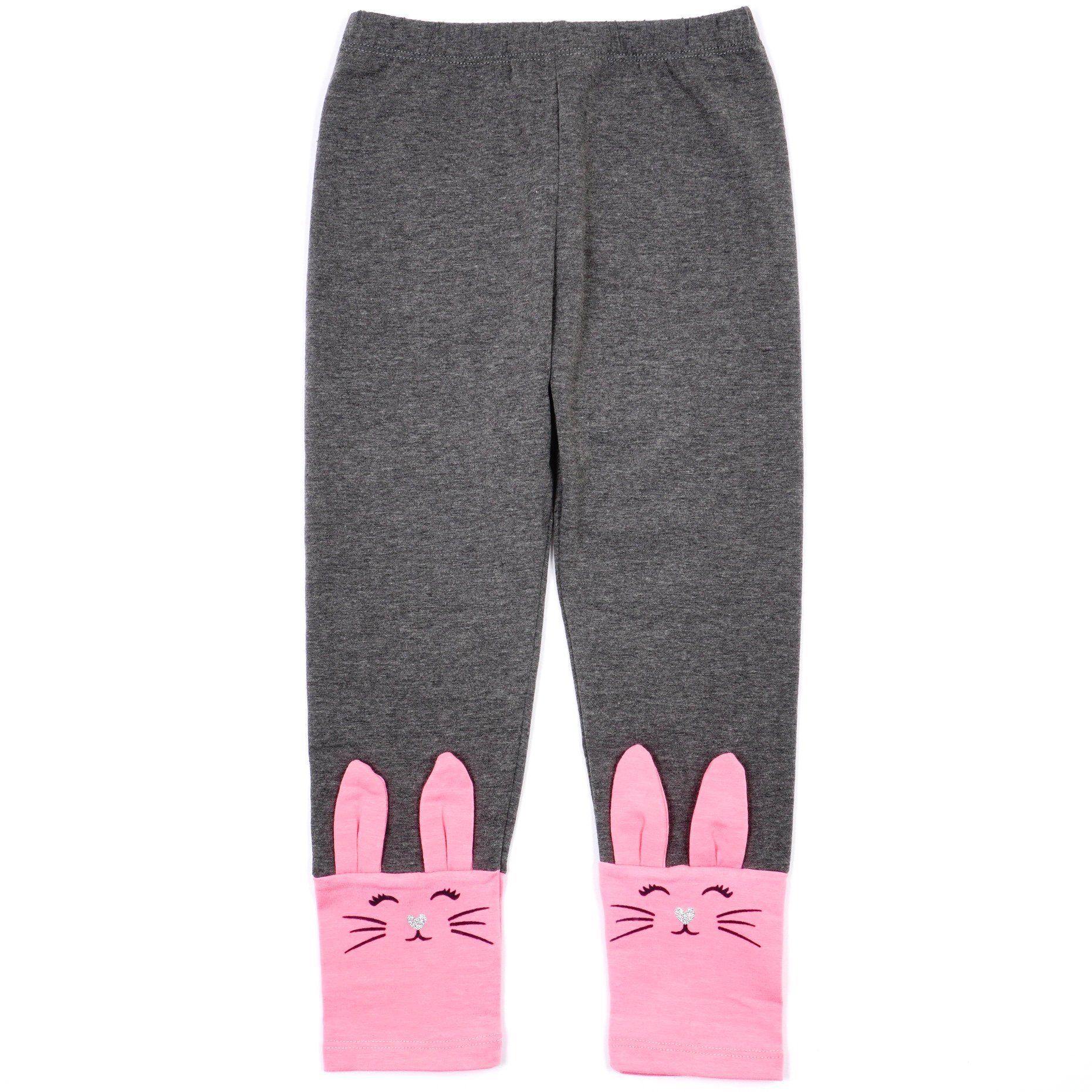Girls' Bunny ' Grey/Navy Blue Leggings (2-7y) - Clothes4Kids