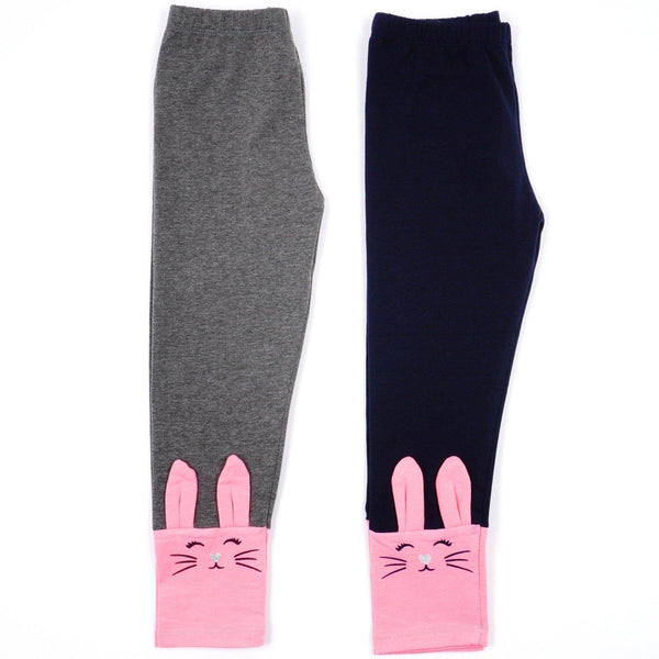 Girls' Bunny ' Grey/Navy Blue Leggings (2-7y) - Clothes4Kids