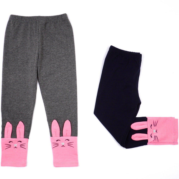 Girls' Bunny ' Grey/Navy Blue Leggings (2-7y) - Clothes4Kids