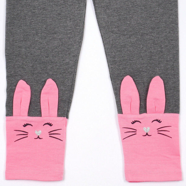 Girls' Bunny ' Grey/Navy Blue Leggings (2-7y) - Clothes4Kids