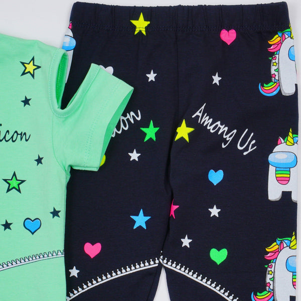 Girls' Among Us Unicon' Printed  Pink/Mint Set (3-8y) - Clothes4Kids
