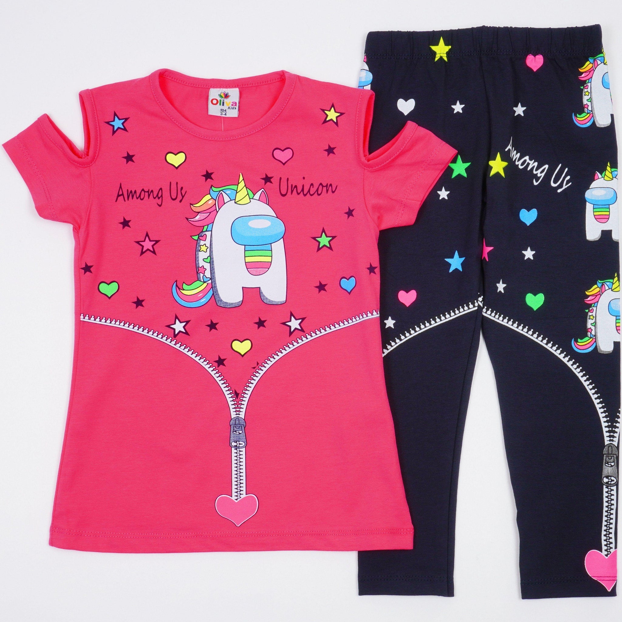 Girls' Among Us Unicon' Printed  Pink/Mint Set (3-8y) - Clothes4Kids
