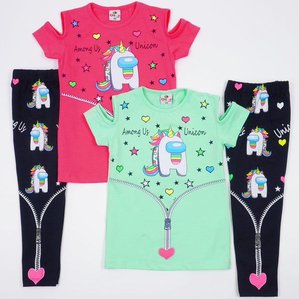 Girls' Among Us Unicon' Printed  Pink/Mint Set (3-8y) - Clothes4Kids