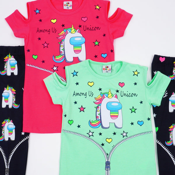 Girls' Among Us Unicon' Printed  Pink/Mint Set (3-8y) - Clothes4Kids