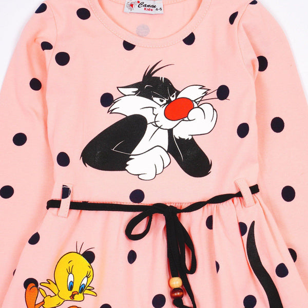 Girls' Sylvester and Tweety Bird' Long Sleeve Dress (3-8y) - Clothes4Kids