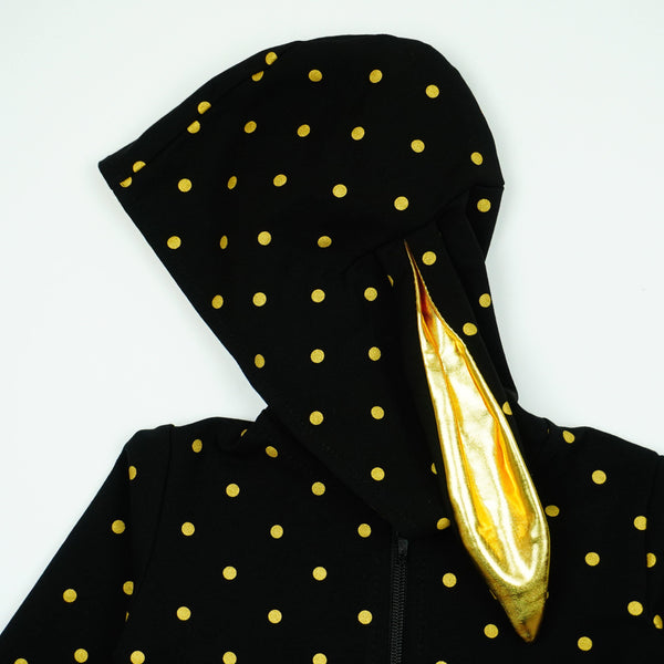 Girls' Bunny Polka Dot Black / Gold Hoodie (18m-9y) - Clothes4Kids