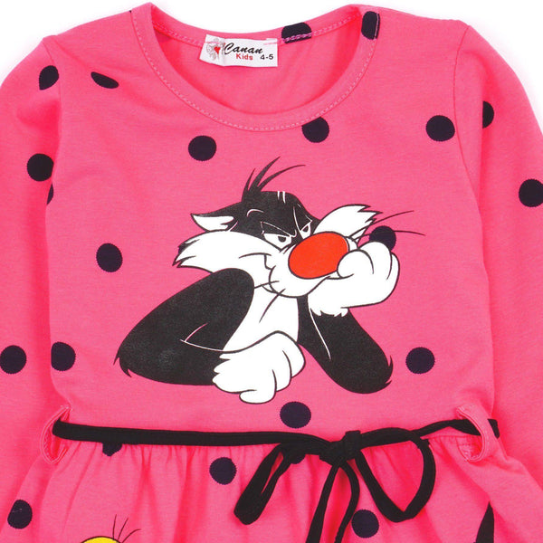 Girls' Sylvester and Tweety Bird' Long Sleeve Dress (3-8y) - Clothes4Kids