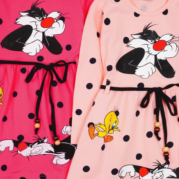 Girls' Sylvester and Tweety Bird' Long Sleeve Dress (3-8y) - Clothes4Kids