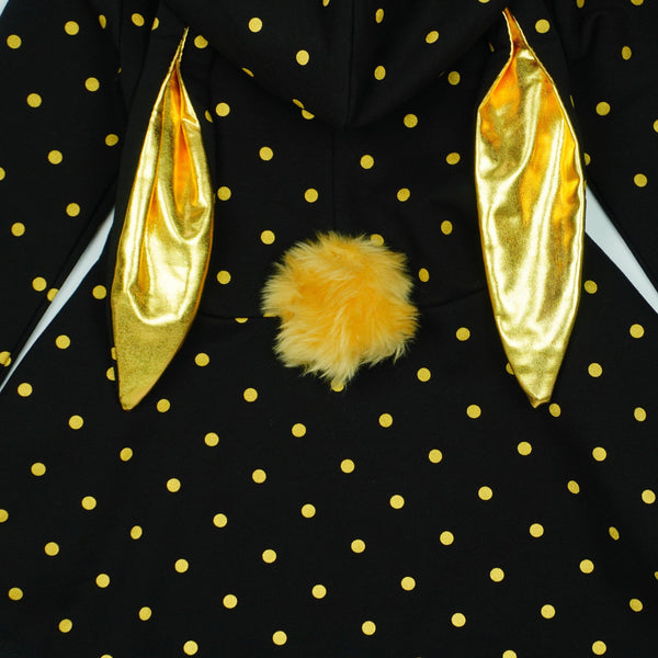 Girls' Bunny Polka Dot Black / Gold Hoodie (18m-9y) - Clothes4Kids