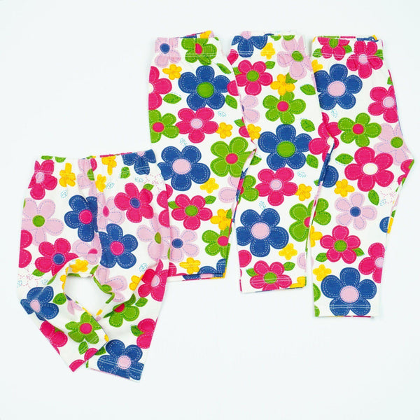 Baby Girl 'Flowers' Printed Multi-Coloured Leggings (0-9m) - Clothes4Kids