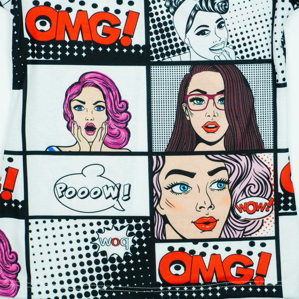 Girls' Pop Style ' OMG! POW WOW ' White T-Shirt (9-13y) - Clothes4Kids
