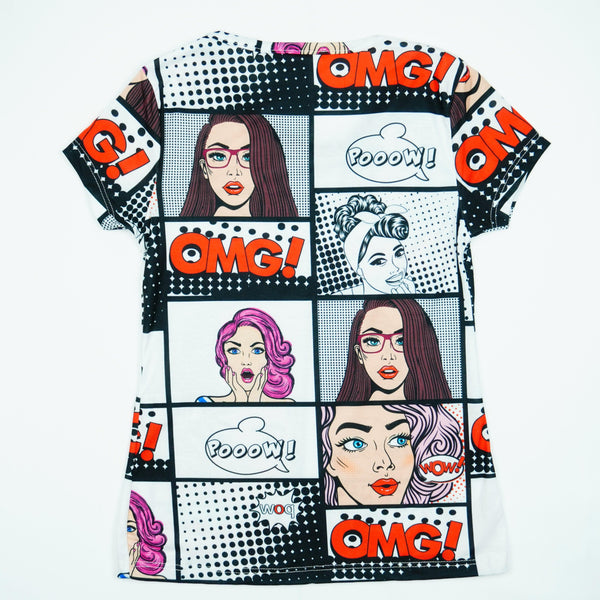 Girls' Pop Style ' OMG! POW WOW ' White T-Shirt (9-13y) - Clothes4Kids