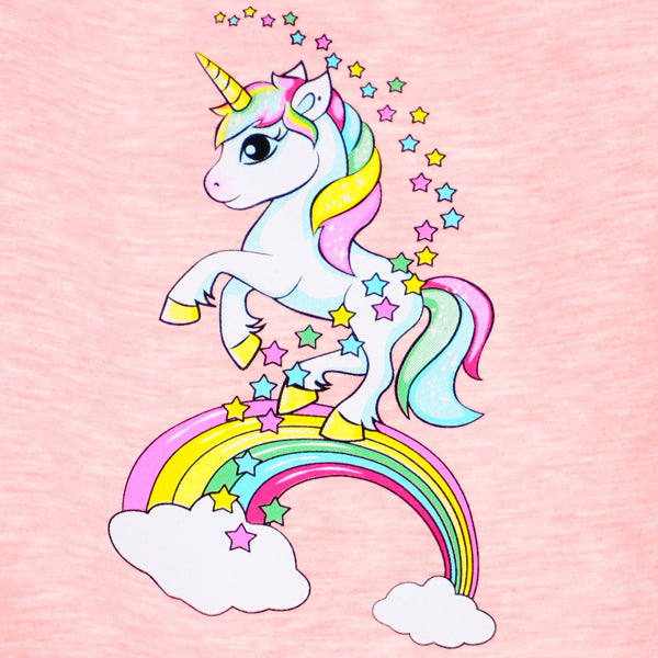 Girls' Unicorn Printed Pink Melange Tracksuit (6m-3y) - Clothes4Kids