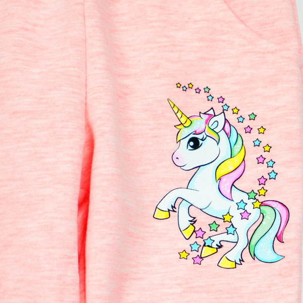Girls' Unicorn Printed Pink Melange Tracksuit (6m-3y) - Clothes4Kids