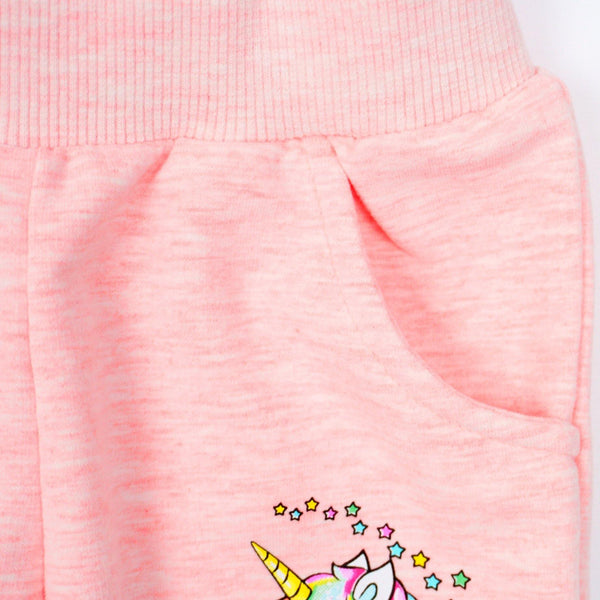 Girls' Unicorn Printed Pink Melange Tracksuit (6m-3y) - Clothes4Kids
