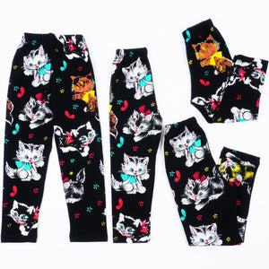 Girls' Kittens ' Printed Black Leggings (9m-8y) - Clothes4Kids
