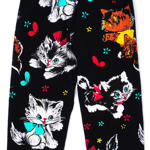 Girls' Kittens ' Printed Black Leggings (9m-8y) - Clothes4Kids