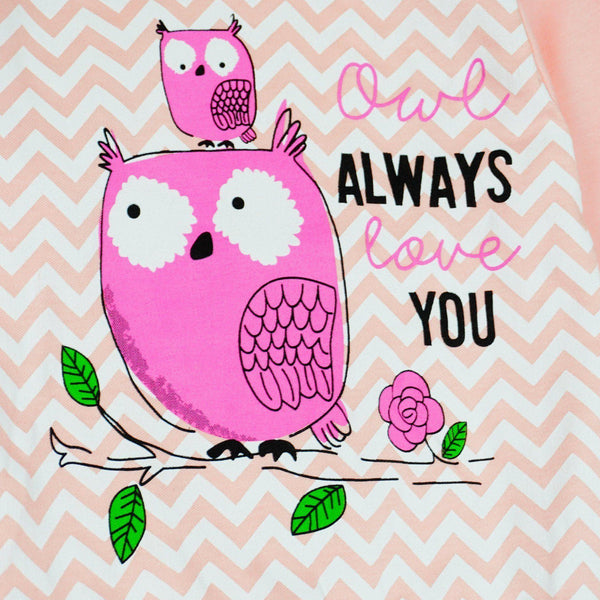 Baby Girl 'Always Love You Owls'  Printed Light Peach Set (3-12m) - Clothes4Kids