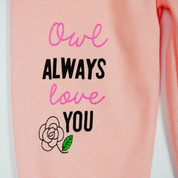 Baby Girl 'Always Love You Owls'  Printed Light Peach Set (3-12m) - Clothes4Kids