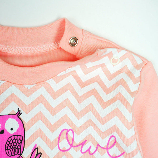 Baby Girl 'Always Love You Owls'  Printed Light Peach Set (3-12m) - Clothes4Kids