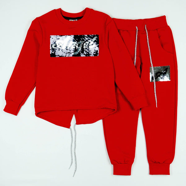 Girls' Reversible Sequin 'Angel' Red Tracksuit (4-10y) - Clothes4Kids
