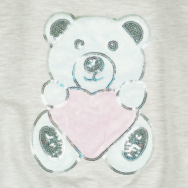 Girls' Sequin Teddy Bear Design Light Beige/Navy Blue Set (18m-6y) - Clothes4Kids
