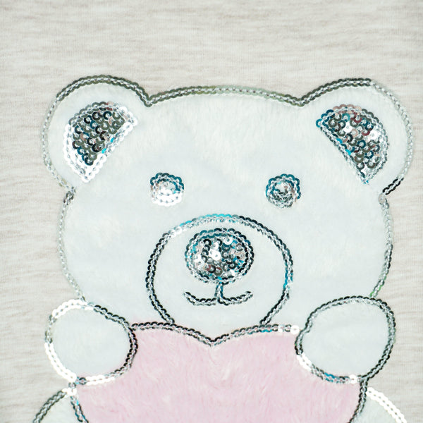 Girls' Sequin Teddy Bear Design Light Beige/Navy Blue Set (18m-6y) - Clothes4Kids