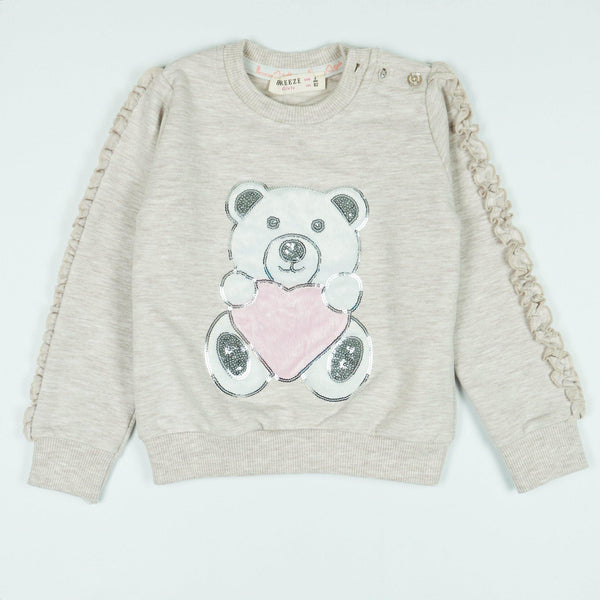 Girls' Sequin Teddy Bear Design Light Beige/Navy Blue Set (18m-6y) - Clothes4Kids