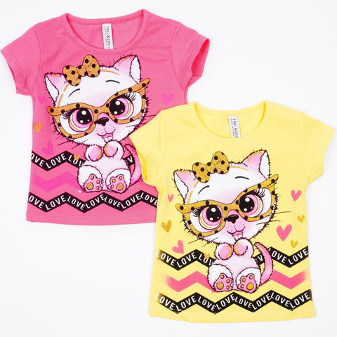 Girls' Cat' Printed T-Shirt (1-7y) - Clothes4Kids